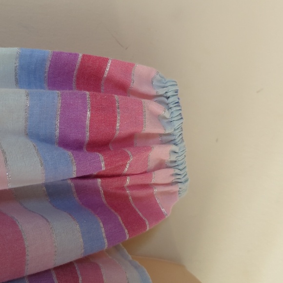 J. Crew Metallic Pastel Striped Rainbow Peasant Top S - Picture 12 of 16